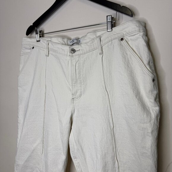Abercrombie & Fitch Curve Love Mid Rise Baggy Jean Cream Plus Size 34 18 - Picture 3 of 14
